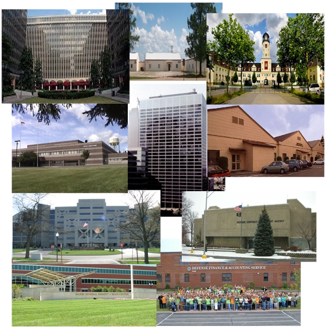 Collage of DFAS site buildings