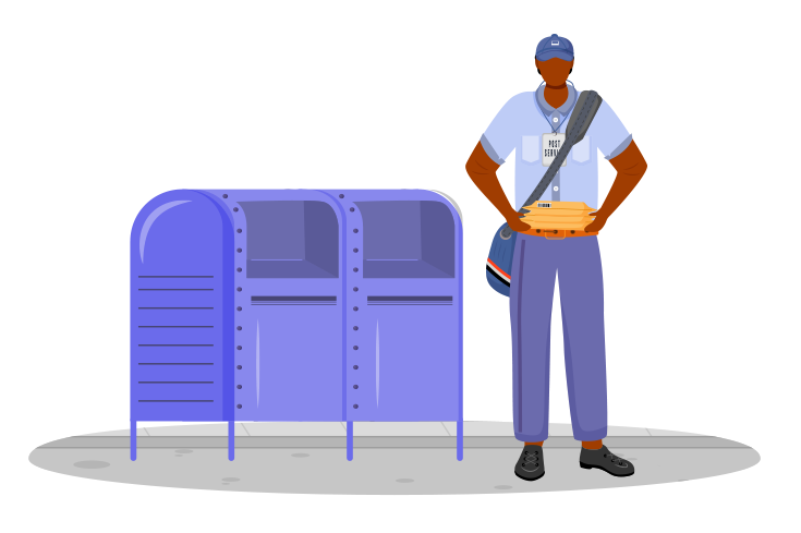 Postal worker with mailbox