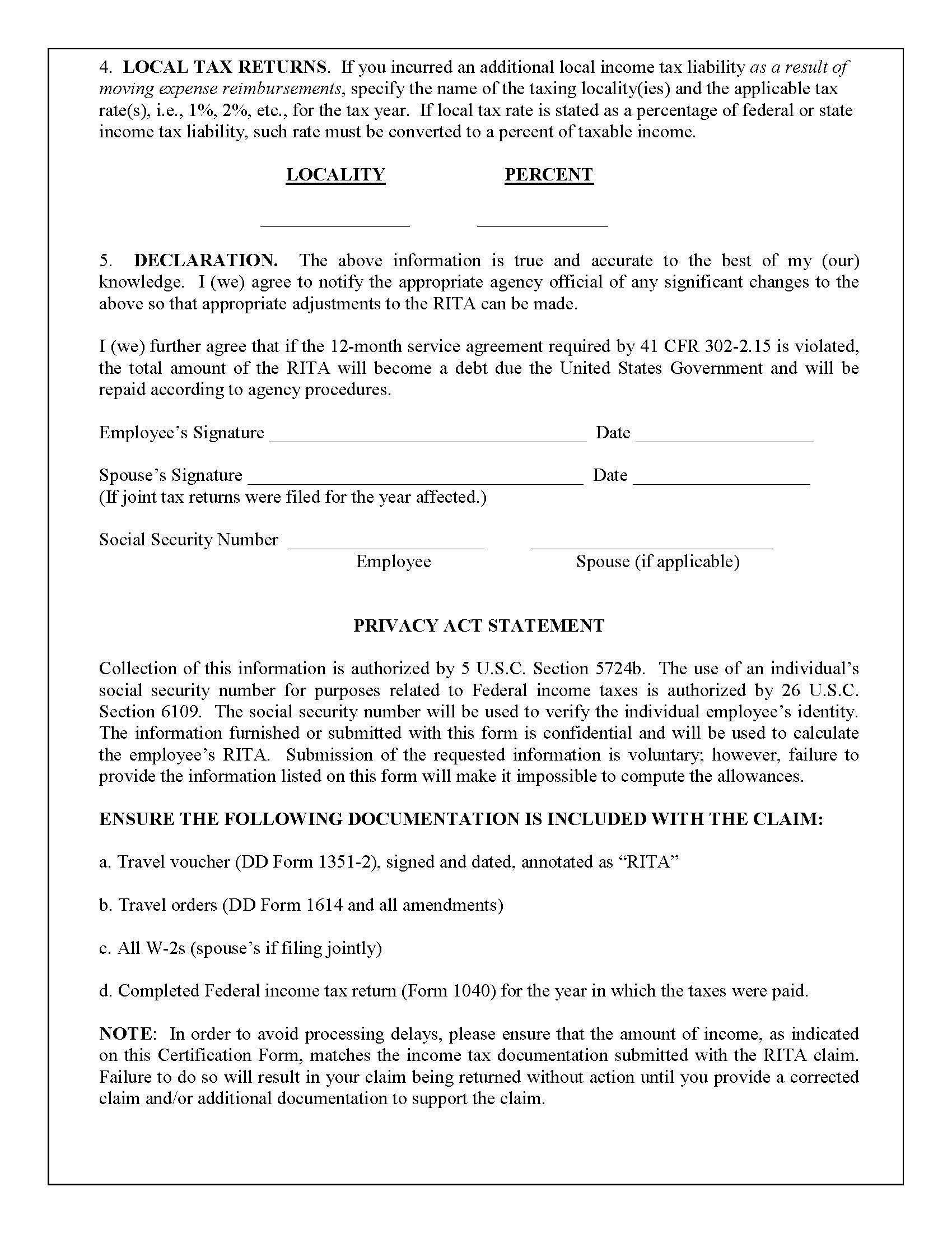 Relocation Income Tax Allowance (RITA) Page 2